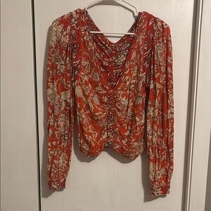 Floral Ruched Long Sleeve Top